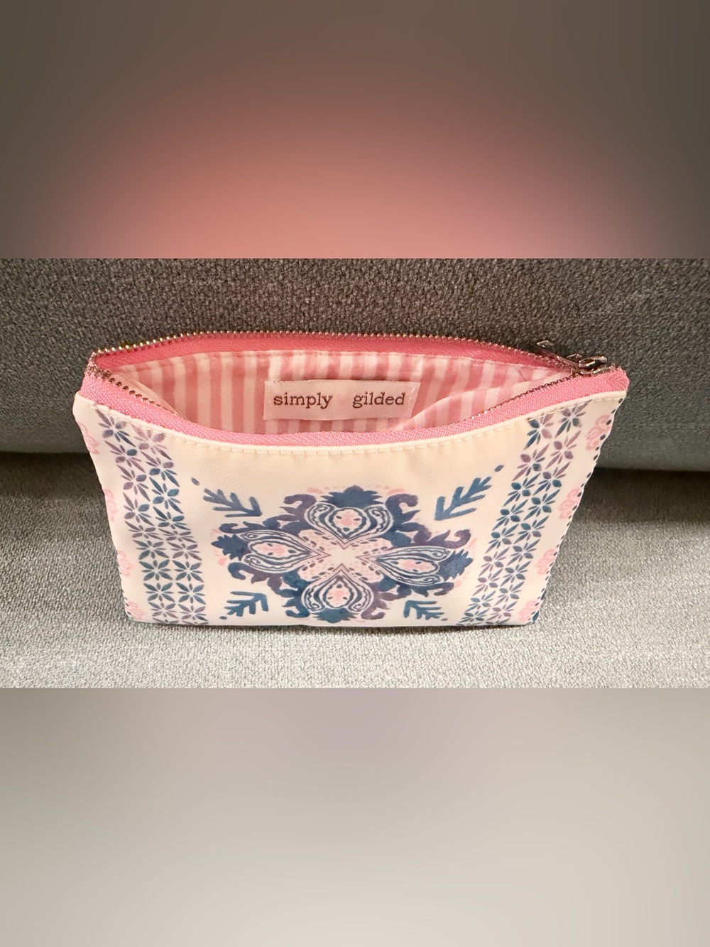 NEW - Simply Gilded Floral Zip Pouch Pink Planner Makeup Cosmetic Bag